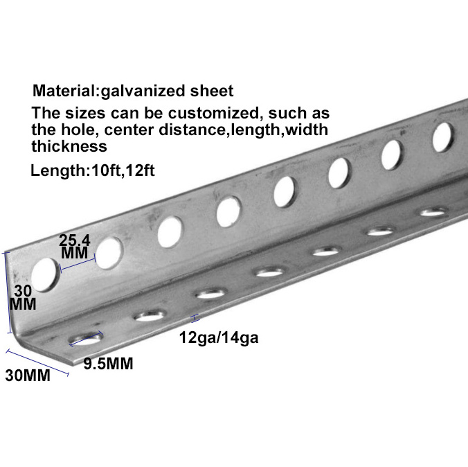 Metal galvanized steel perforated slotted angle bar for garage door