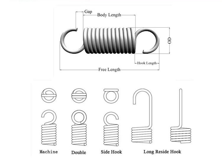 Heavy duty stainless metal steel trampoline springs extension springs