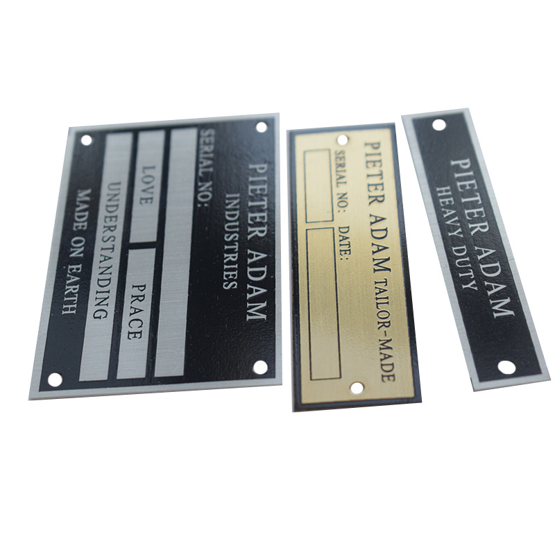 Custom Printed Engraved Metal Plate Metal Logo Sign Name Plates Tag Label Alu Plaques Aluminium Machine Nameplates for Equipment