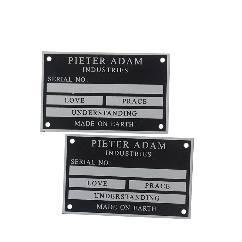 Custom Printed Engraved Metal Plate Metal Logo Sign Name Plates Tag Label Alu Plaques Aluminium Machine Nameplates for Equipment