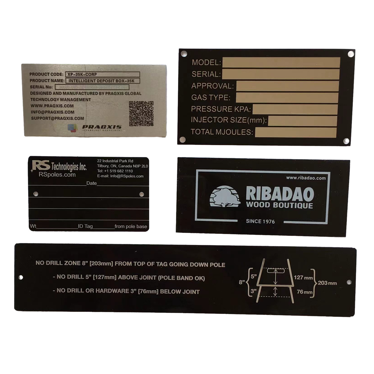 Custom Printed Engraved Metal Plate Metal Logo Sign Name Plates Tag Label Alu Plaques Aluminium Machine Nameplates for Equipment