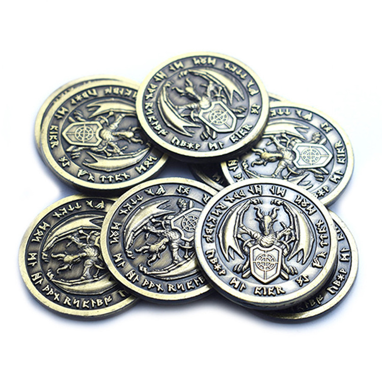 Custom Coins China Factory Customized Made Coins Commemorative Collections Challenge Dragon Metal Tokens Board Play Game Coin