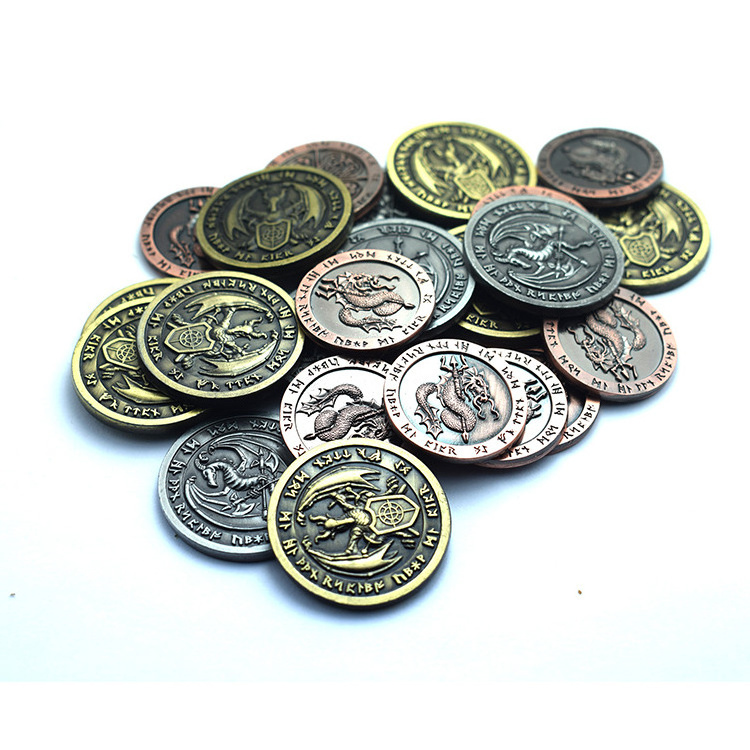 Custom Coins China Factory Customized Made Coins Commemorative Collections Challenge Dragon Metal Tokens Board Play Game Coin