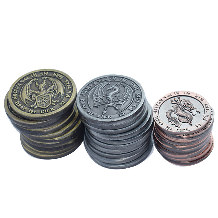 Custom Coins China Factory Customized Made Coins Commemorative Collections Challenge Dragon Metal Tokens Board Play Game Coin