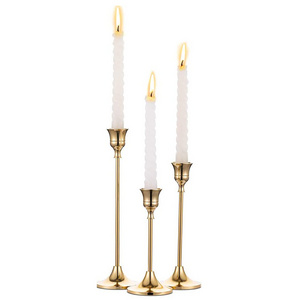 Wholesale Decor Golden Brass Vintage Metal Candle Holder Jar Candlestick Candle Holder for Weeding Party Dinning Decoration