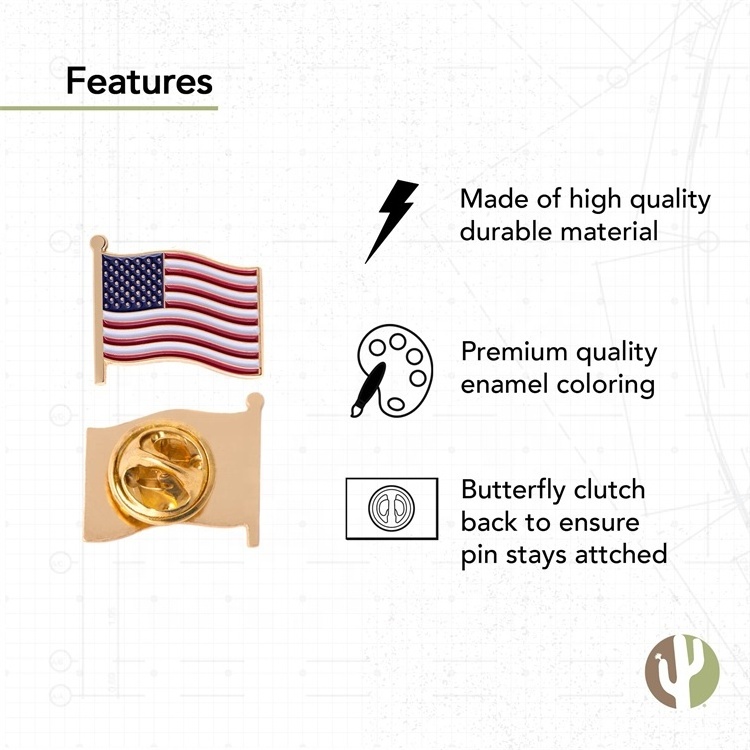 Fast Shipping Custom Mini American US EU Germany Country Brooch Lapel Badge National Flag 3D Enamel Metal Pin for Clothing Hat