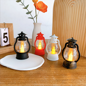 Christmas light Vintage mini oil light Plastic led electronic candle light candlestick decorative tabletop wind lamp