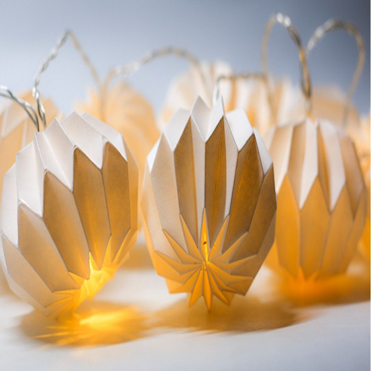 Warm white Origami paper round lantern Battery Operated String Fairy Christmas Garland Light For Decoration,Wedding,