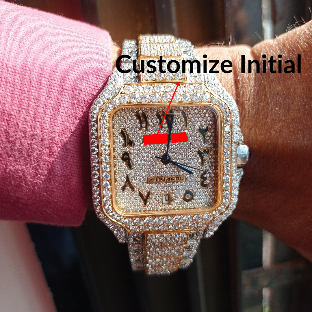 VVS Quality Moissanite Diamond Bust Down Watch for Men's Pass Diamond Tester Iced Out Watch Luxury Custom Watch Glass White 5mm