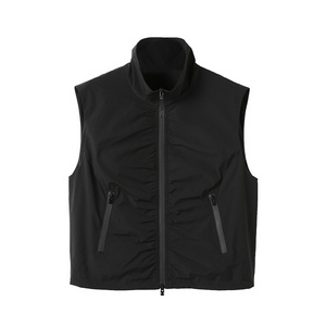 Fashion Women's Vests Casual Stand Collar Comfortable Plain Black Vest Work Wear Two-Way Zip Closure Waistcoat Vest For Women