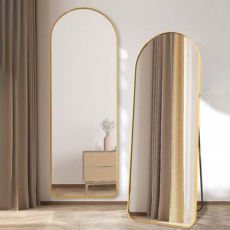 Custom Size Ruicheng Big Promotion Full-length Arch Mirror Floor Standing Mirror Glass Christmas Modern Gold Glass Wall Mirror