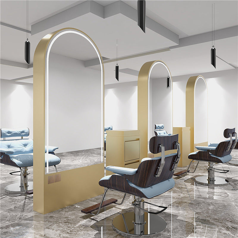 Wholesale Modern Nordic LED Salon Mirror Aluminum Floor Ceiling Touch Activated Popular Beauty Barber Shops Decorative Wall