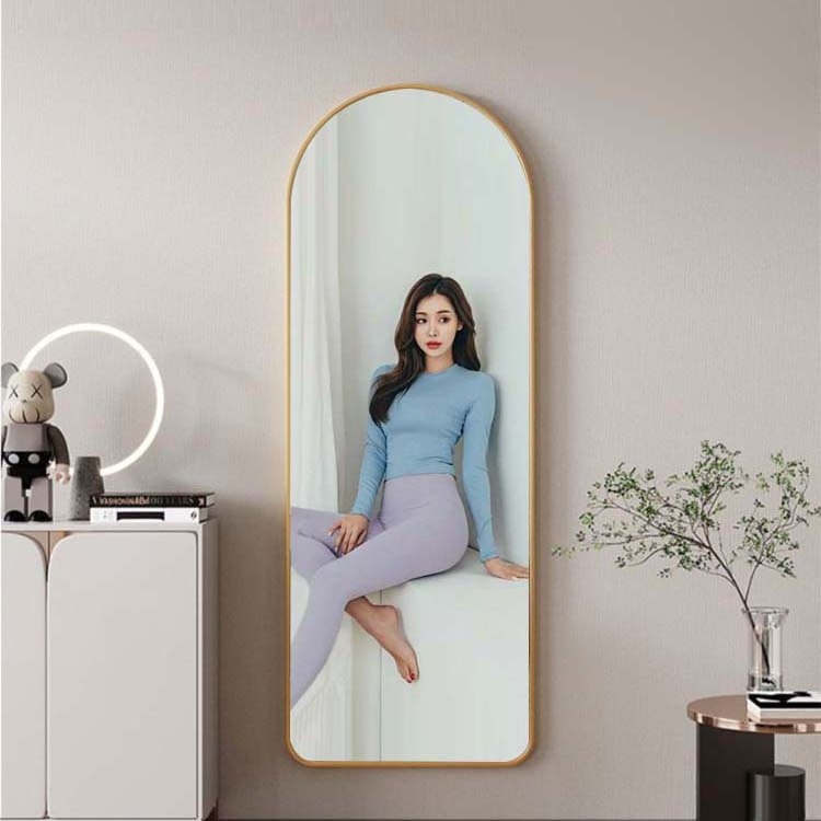 Custom Size Ruicheng Big Promotion Full-length Arch Mirror Floor Standing Mirror Glass Christmas Modern Gold Glass Wall Mirror