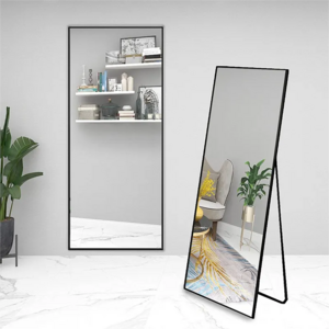 Ruicheng Wholesale High Quality Standing Silver Black Gold High Grade Brushed Metal Frame Full Body Floor Mirror