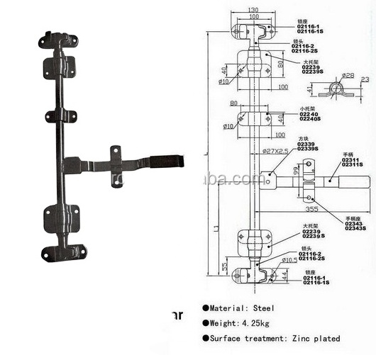 Van box door locks, truck rear door locking set