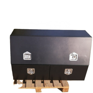 Aluminum flat plate heavy duty high quality black powder coated 3/4 opening Toolbox with 2 drawers ute canopy box