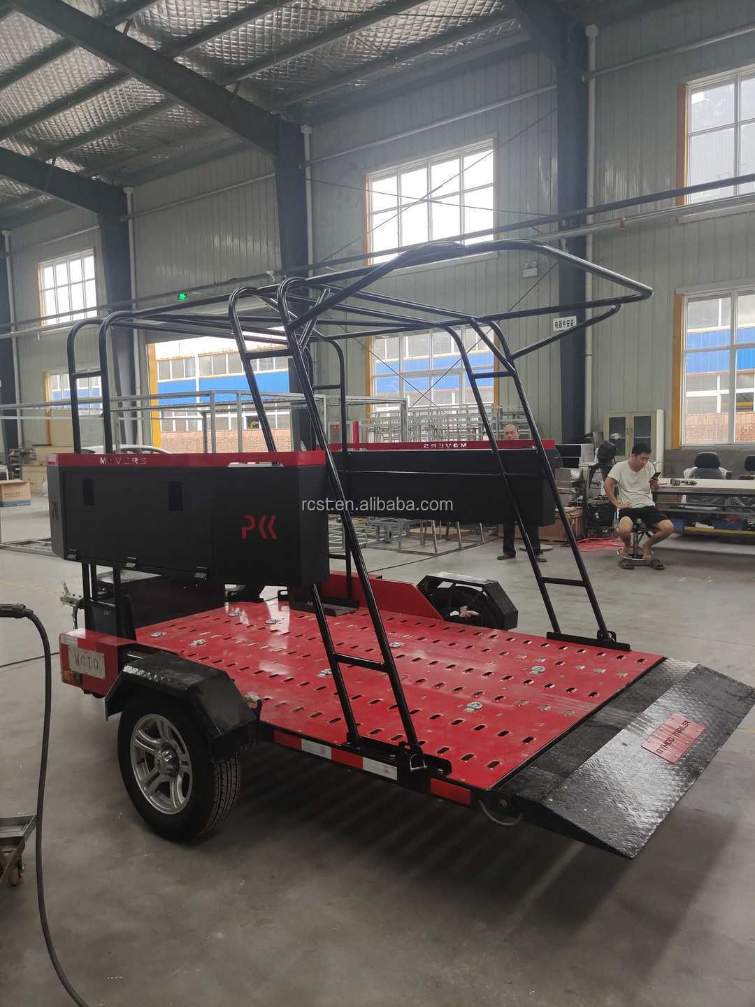 New Design 800 kg tandem Axle Hydraulic lift Motorcycle  trailer With luggage Frame Excavator Flat Trailer Car Trailer Hot Sale