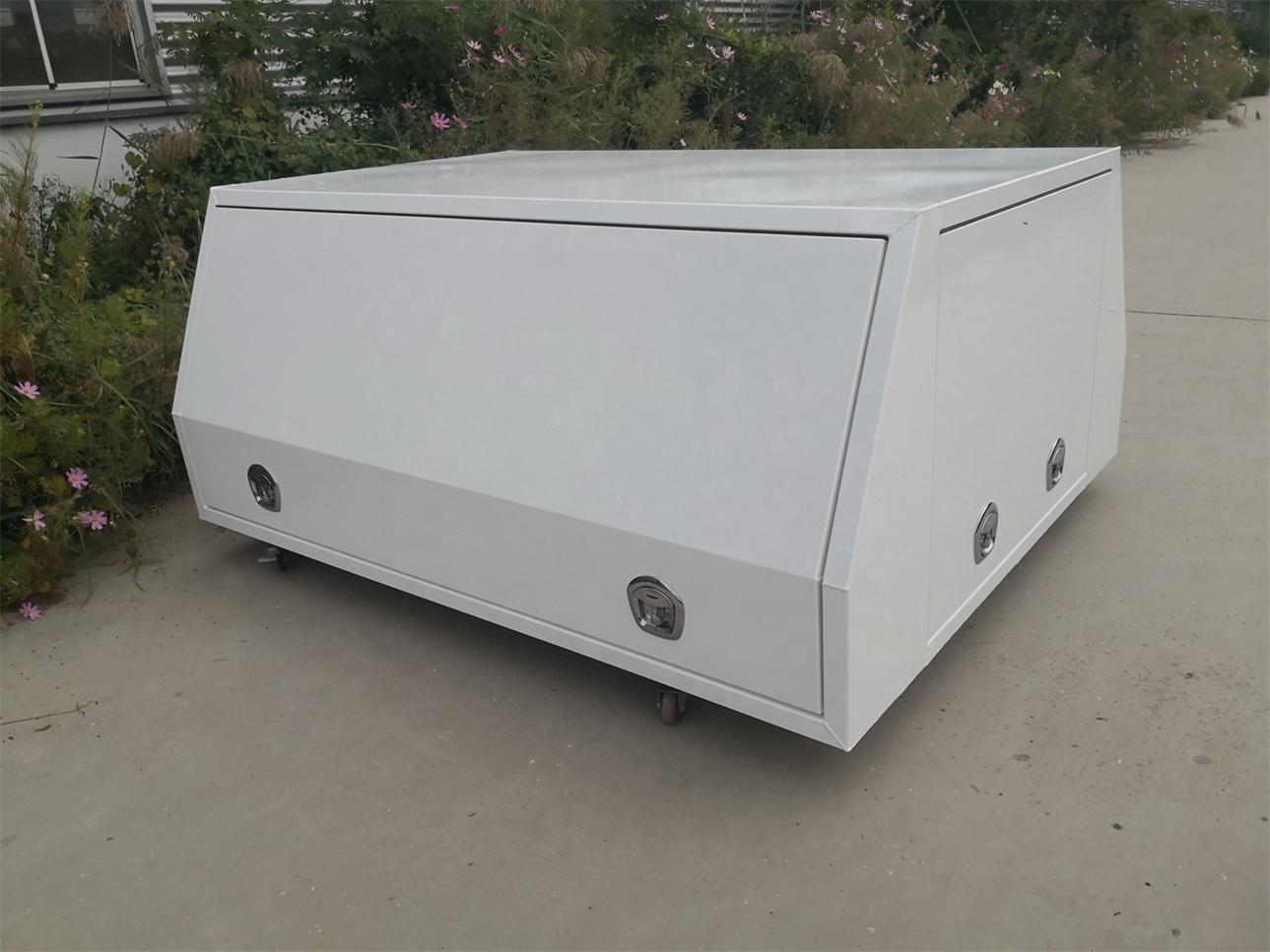 white powder coated dual cab UTE truck tray canopy tool box 3 doors 1800x1800 aluminium alloy tradesmantop