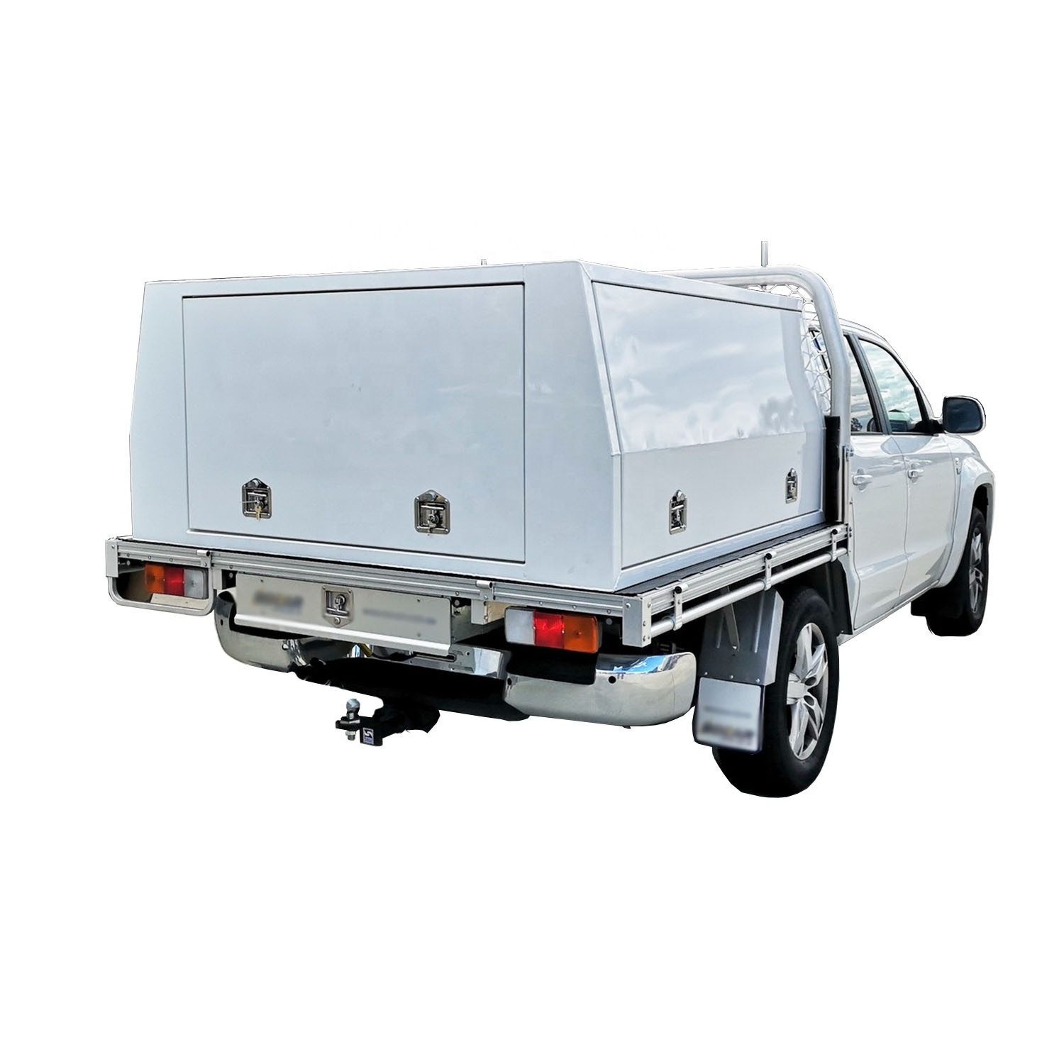 white powder coated dual cab UTE truck tray canopy tool box 3 doors 1800x1800 aluminium alloy tradesmantop