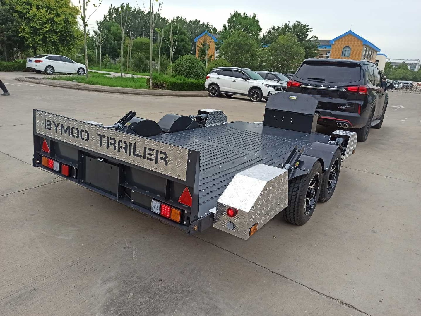 High Quality 1200 kg tandem Axle Hydraulic lift Car Trailer Equipment  trailer Excavator Flat Trailer Hot Sale