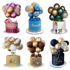 Happy Birthday Party Favors Metallic Gold Glitter Confetti Cannon Cake Kids Items Decoration Party Toys Pack Latex Balloon Set