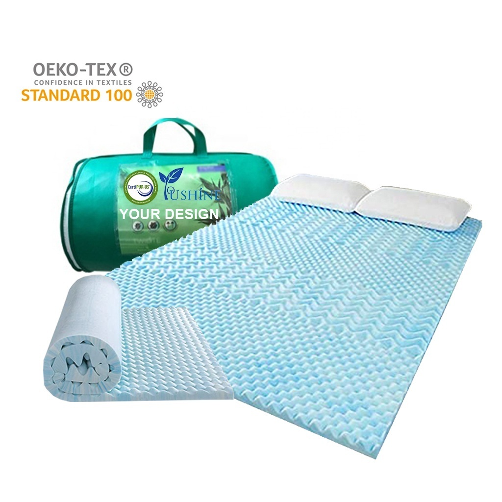 Luxury Foldable Queen King 2 to 5 Inch Egg Crate Bamboo Bed Pads Pressure Relief Cooling Gel Infused Memory Foam Mattress Topper