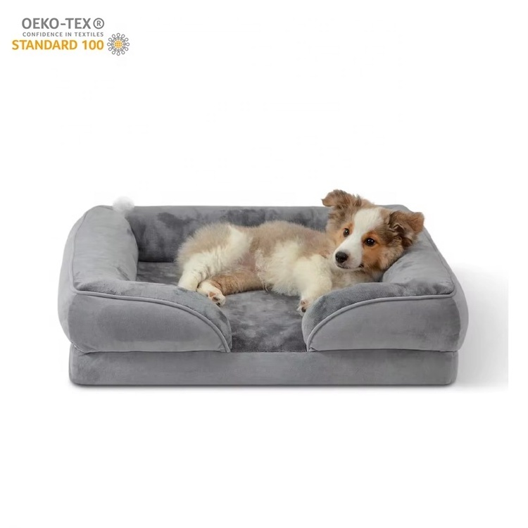 Wholesale Luxury Orthopedic dog couch bed with Removable Washable Cover Memory Foam dog bed