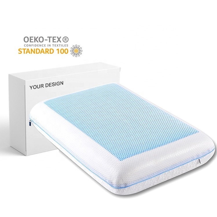 Hypoallergenic portable hotel bed sleeping headrest cooling gel memory foam pillow