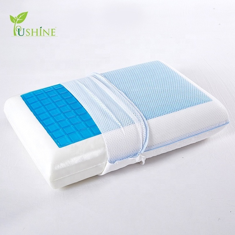 Hypoallergenic portable hotel bed sleeping headrest cooling gel memory foam pillow