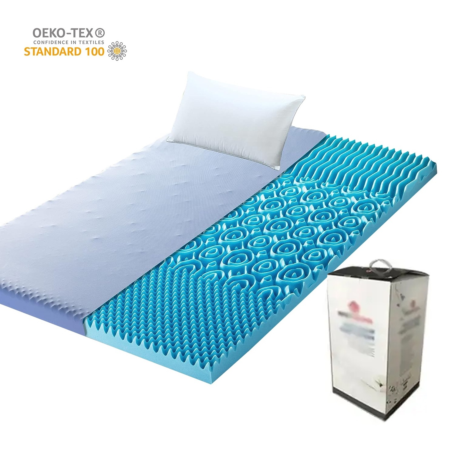 Luxury Foldable Queen King 2 to 5 Inch Egg Crate Bamboo Bed Pads Pressure Relief Cooling Gel Infused Memory Foam Mattress Topper