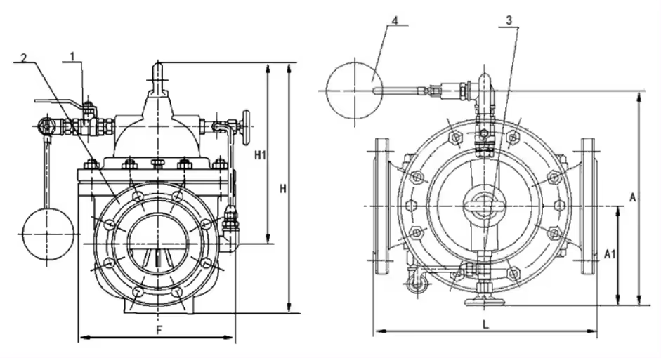 100X stainless steel remote control ball valve flange hydraulic water level tank control valve automatic make-up valve