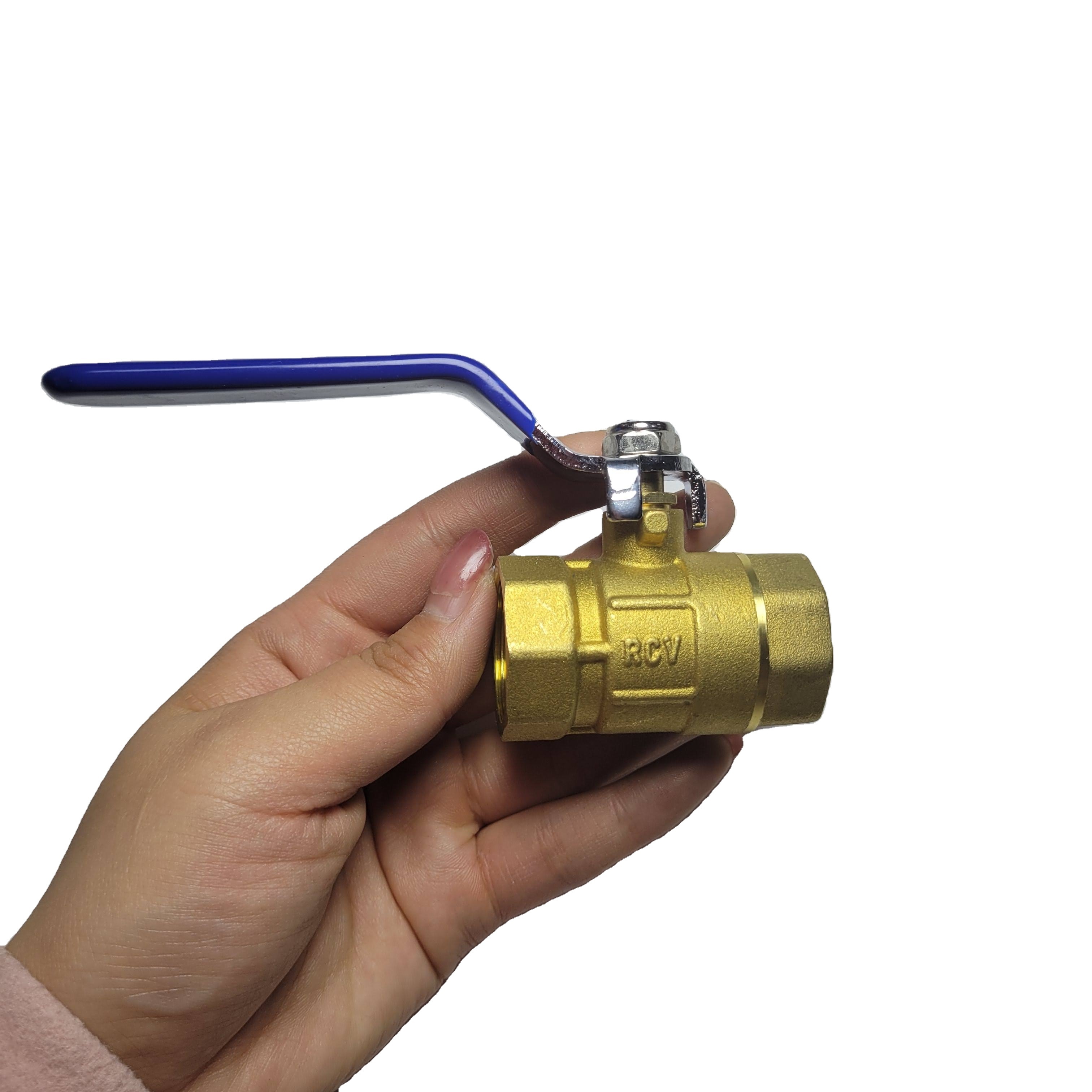 RCV DN15 DN20 DN100 Ball Valve Full Port Water Stop Shut Off,Heavy Duty LF Brass,Quarter Turn,Blue Handle (1-Pack)