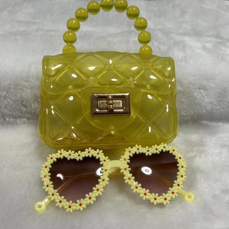 Candy Small PVC Jelly Bags and Shades set Kids Mini Clear Purses and glasses sets For Toddler Girl