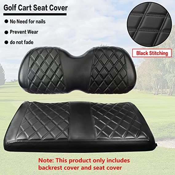 NOKINS Golf Cart Diamond seat Cover for Club Car Precedent , Golf cart Vinyl seat Cover with Black Stitching