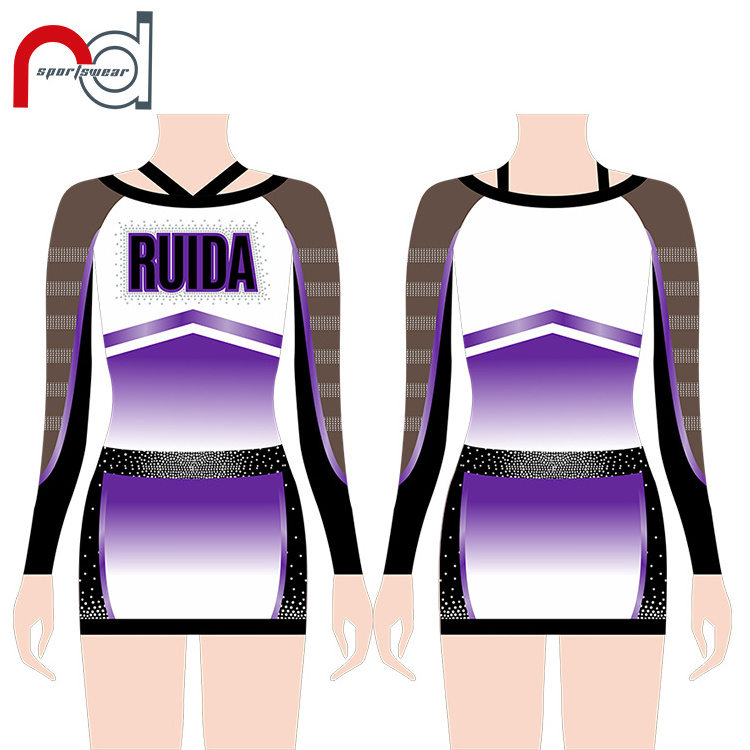 2022 Wholesale Women or men Custom Logo sublimated or  Embroidery Long Sleeve fancy cheerleading uniform