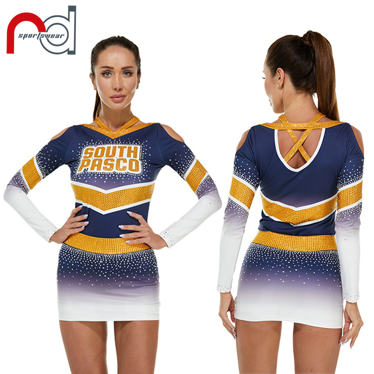 Rhinestones Customized Spandex new design wholesale cheer uniforms Kids adult cheerleading uniform