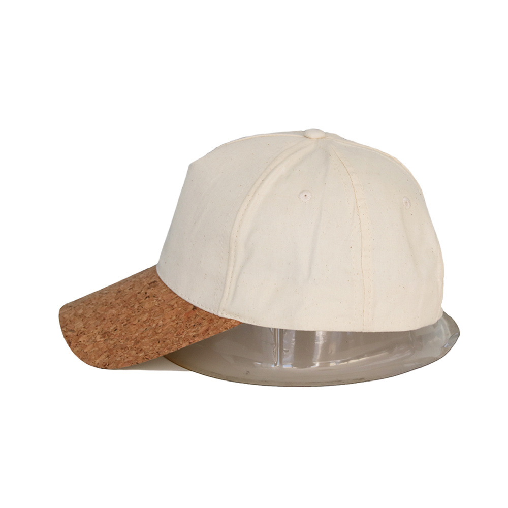 Plain Blank 2 Tone Beige Pure Cotton 5 Panel Structured Caps Design Wooden Brim Men Golf Hats Baseball Cap Hat