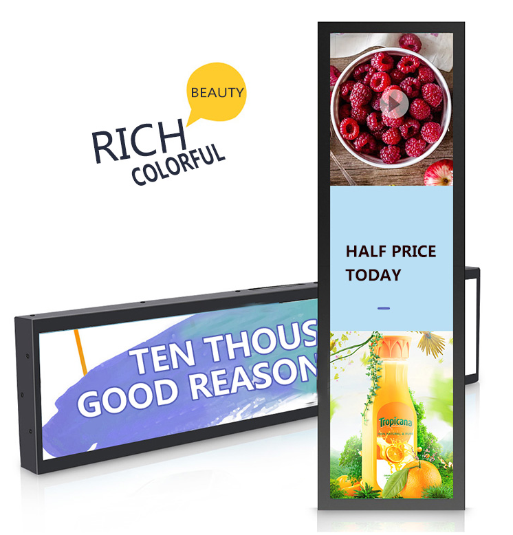 34 Inch Android Indoor Lcd Transparent Display Digital Shelf Edge Ultra Thin Advertising Lcd Stretch Bar Display