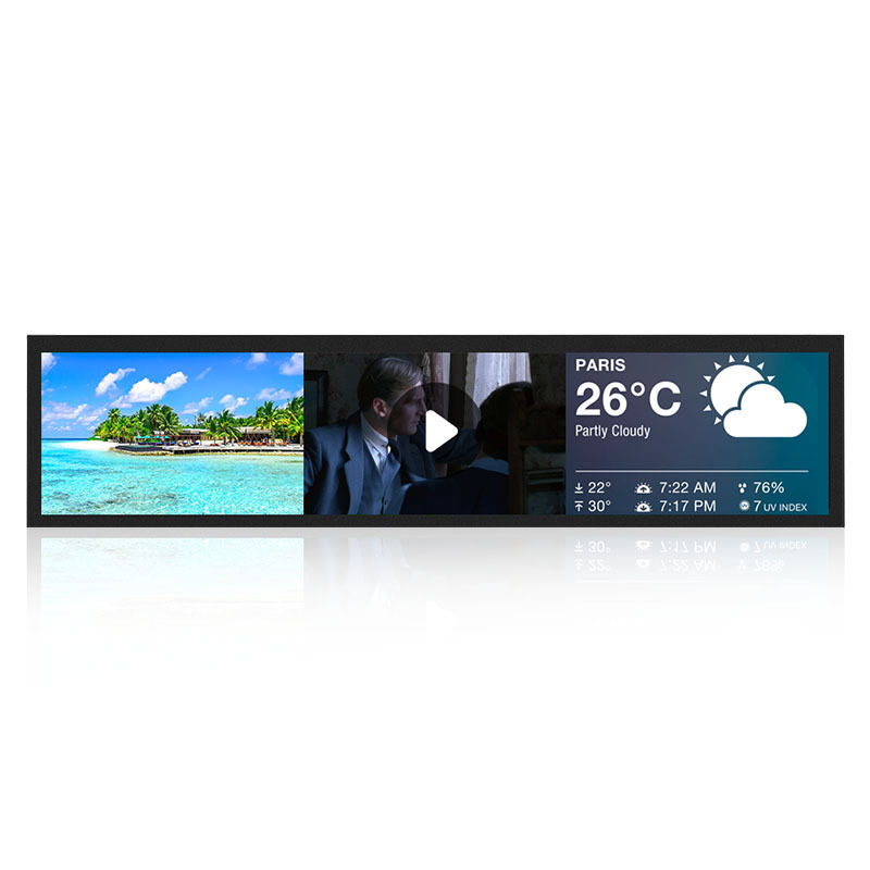 China Best Selling 19/21/24/28/29/36/43/48 Inch Lcd Screen Stretched Bar Digital Shelf Display Edge Display Wide Lcd Panel Sign