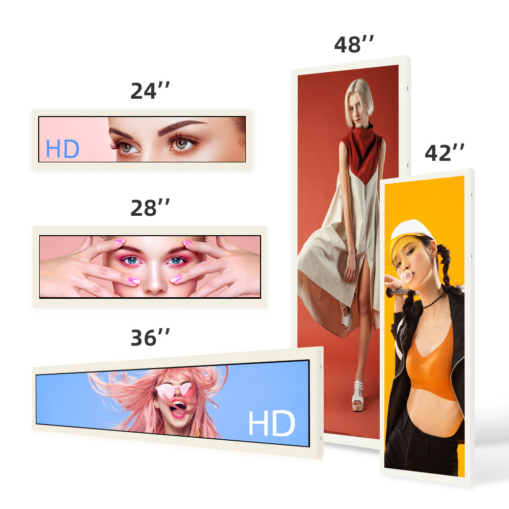 34 Inch Android Indoor Lcd Transparent Display Digital Shelf Edge Ultra Thin Advertising Lcd Stretch Bar Display