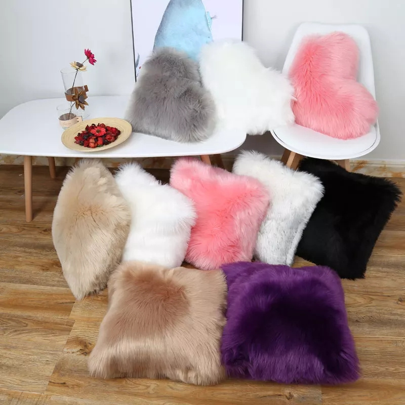 Faux fur pillow cushion bolster long hair pillow covers sheepskin pillow cases