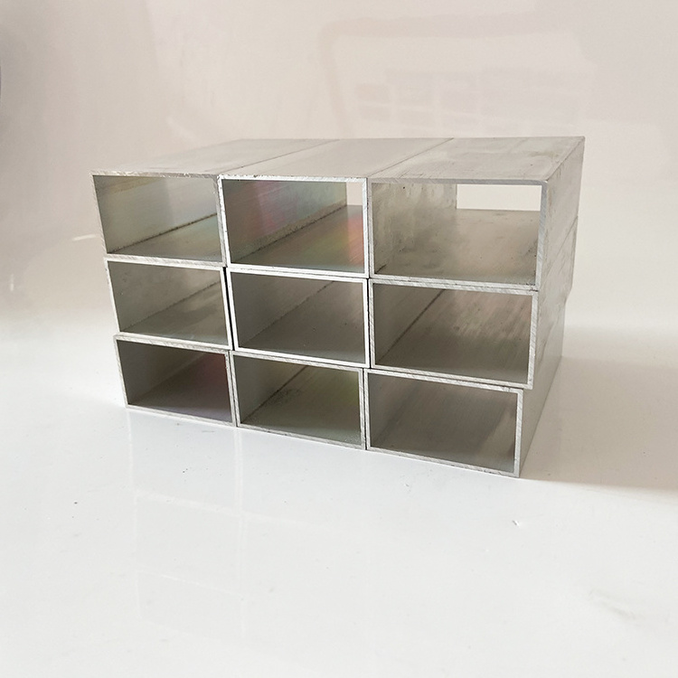 Aluminum Square Pipe Rectangular Profile Extruded Profile Anodized Bright Silver For Decoration