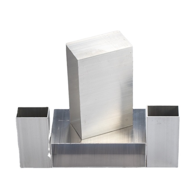 Aluminum Square Pipe Rectangular Profile Extruded Profile Anodized Bright Silver For Decoration