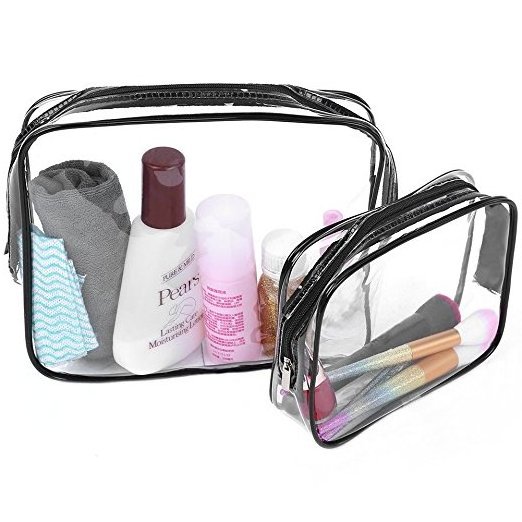 Clear PVC Cosmetic Makeup Waterproof Travel Toiletry Cases Storage with Handle Small Vinyl Bags With Zipper