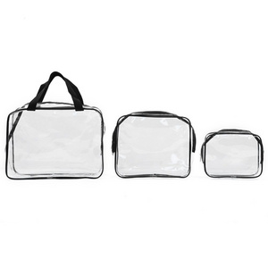 Clear PVC Cosmetic Makeup Waterproof Travel Toiletry Cases Storage with Handle Small Vinyl Bags With Zipper