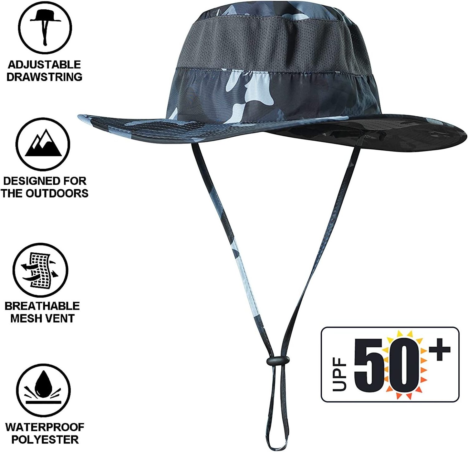 Wholesale custom logo New design UPF50+ shading Sun Protection Neck Flap waterproof Sun camo hat for climb cycling run fishing