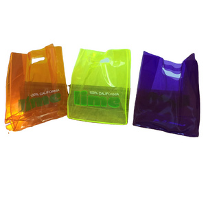 Waterproof Transparent colored shopping PVC bags tote oem transparent PVC custom bags with custom logos