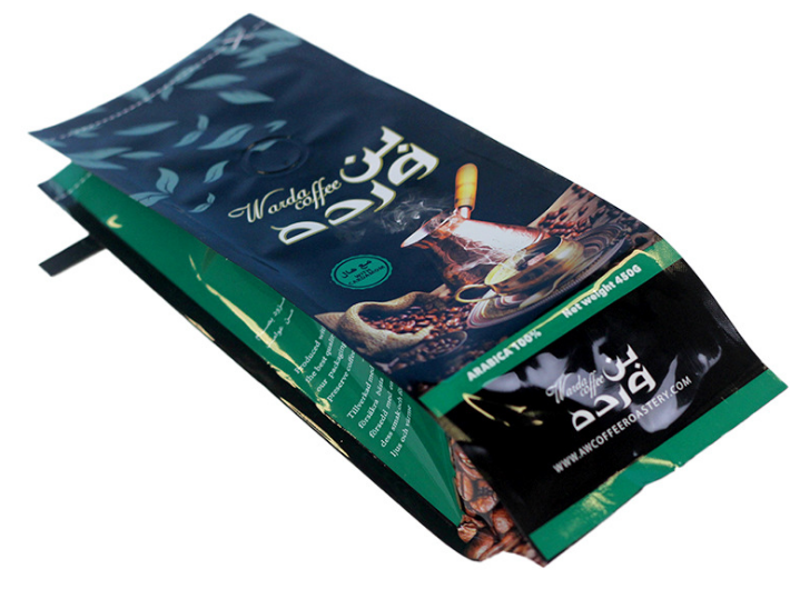 Tin Tie Coffee Bag with Custom print matte finished Flat Bottom One way valve Coffee packaging bags with tin tie