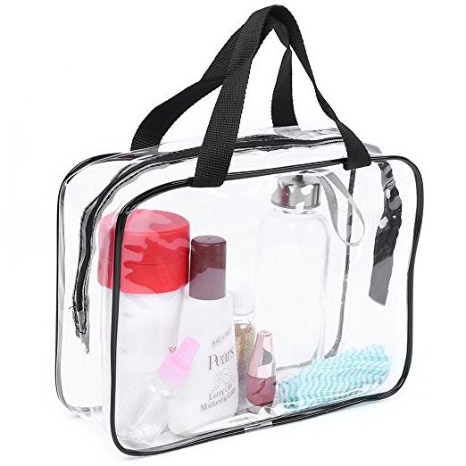 Clear PVC Cosmetic Makeup Waterproof Travel Toiletry Cases Storage with Handle Small Vinyl Bags With Zipper