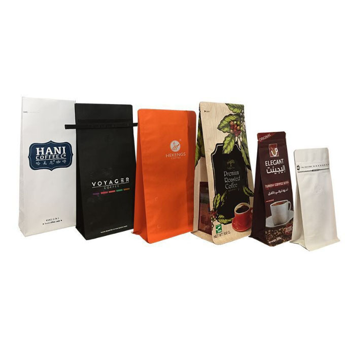 Tin Tie Coffee Bag with Custom print matte finished Flat Bottom One way valve Coffee packaging bags with tin tie